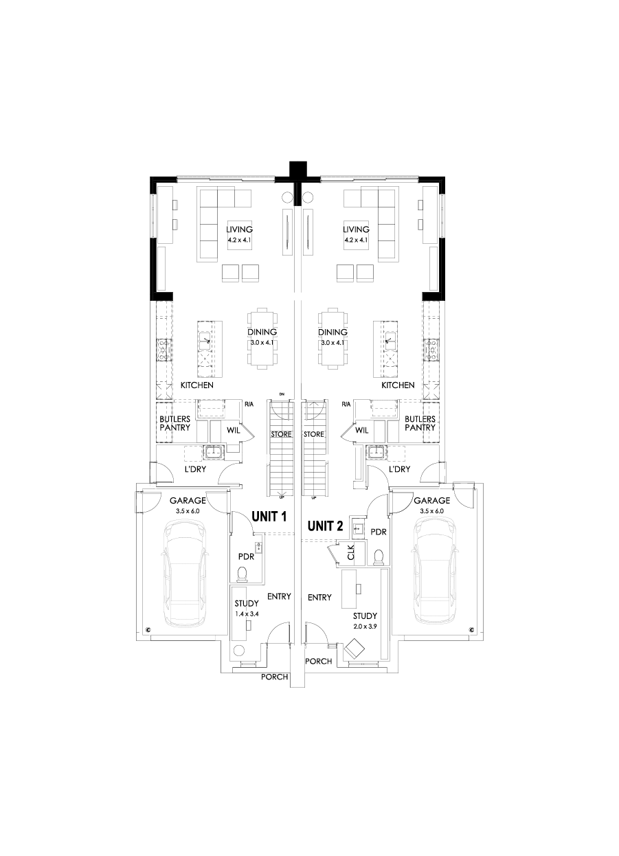 23 & 22 Ground Floor Floorplan (Larger living)