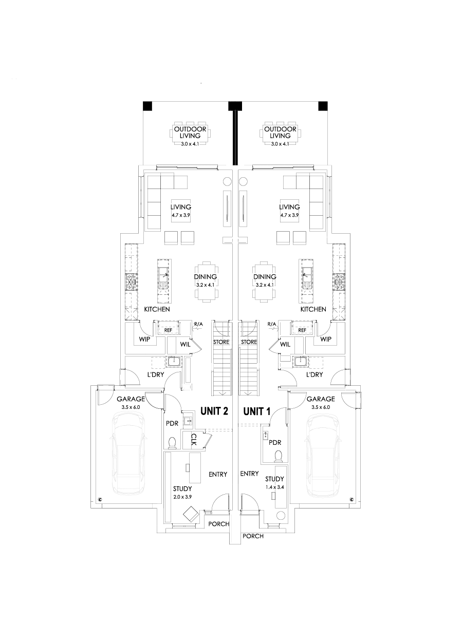 23 & 22 Ground Floor Floorplan (Outdoor living)