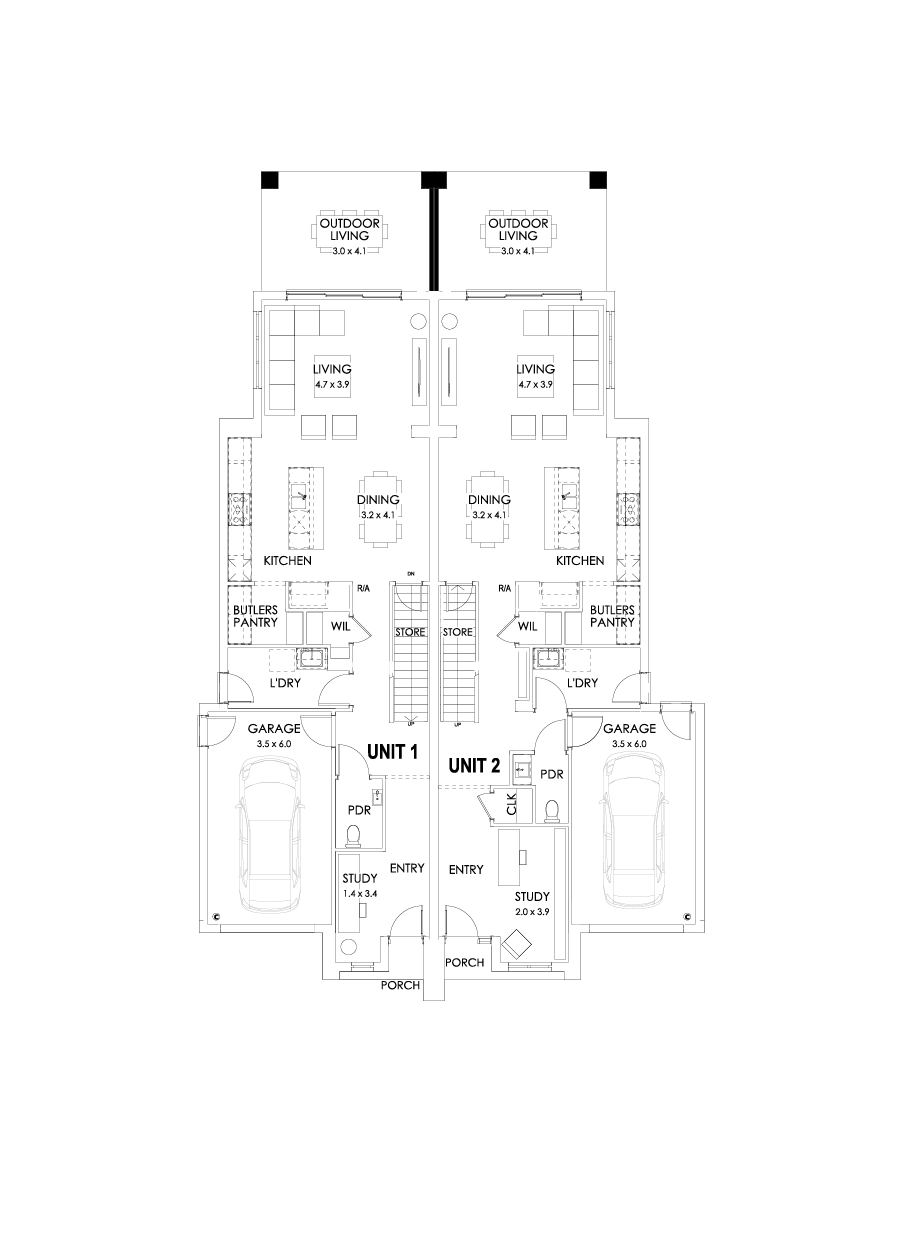 23 & 22 Ground Floor Floorplan (Outdoor living)