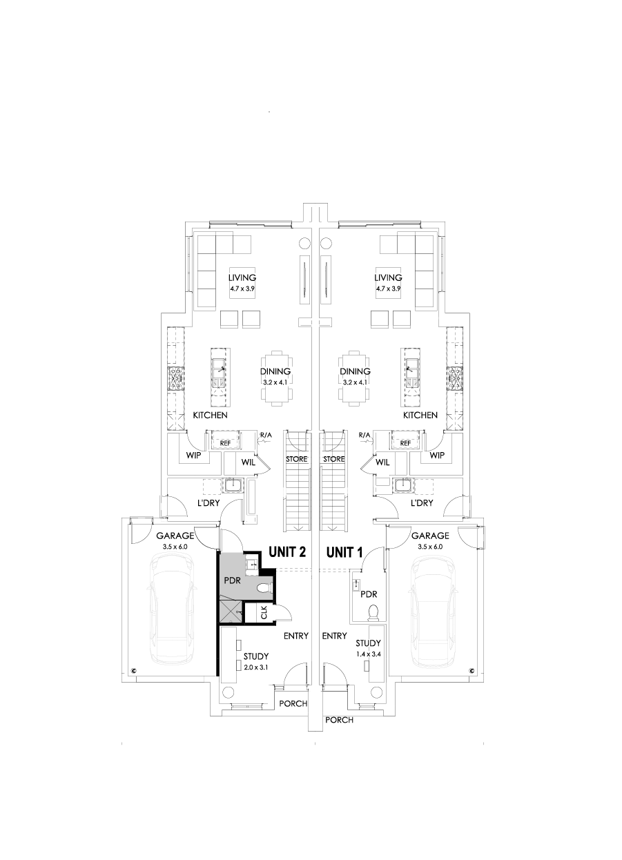 23 & 22 Ground Floor Floorplan (Shower to powder)