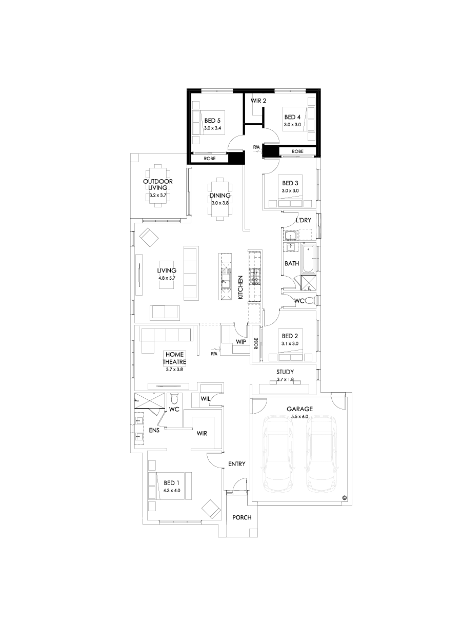 29  Floor Floorplan (5th bedroom - Flipped)