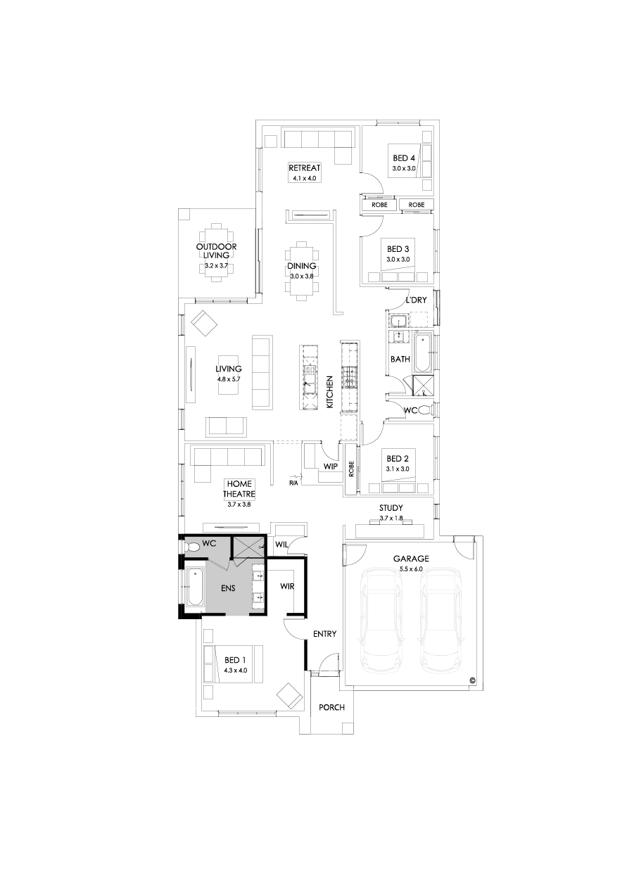 29  Floor Floorplan (Bath to ensuite - Flipped)