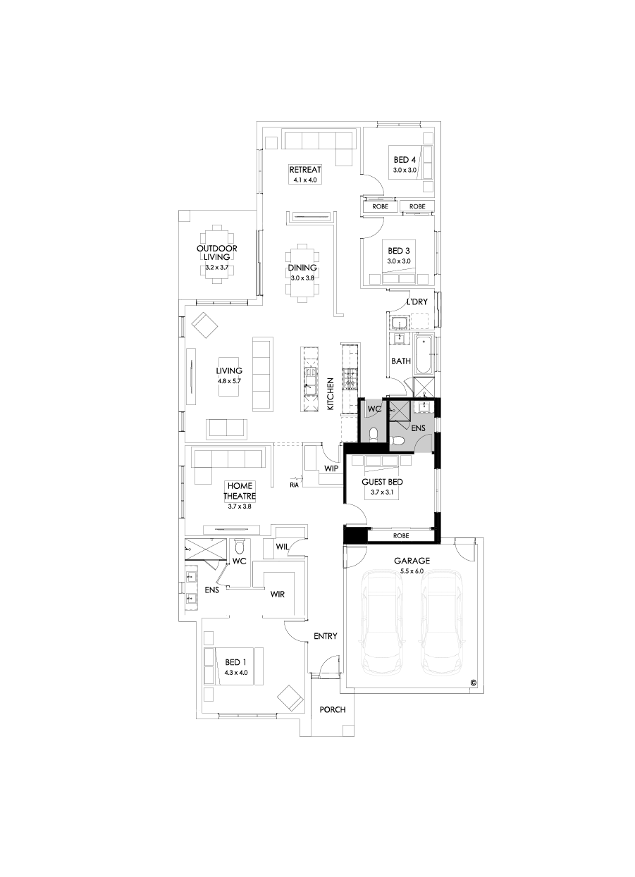 29  Floor Floorplan (Guest bedroom - Flipped)