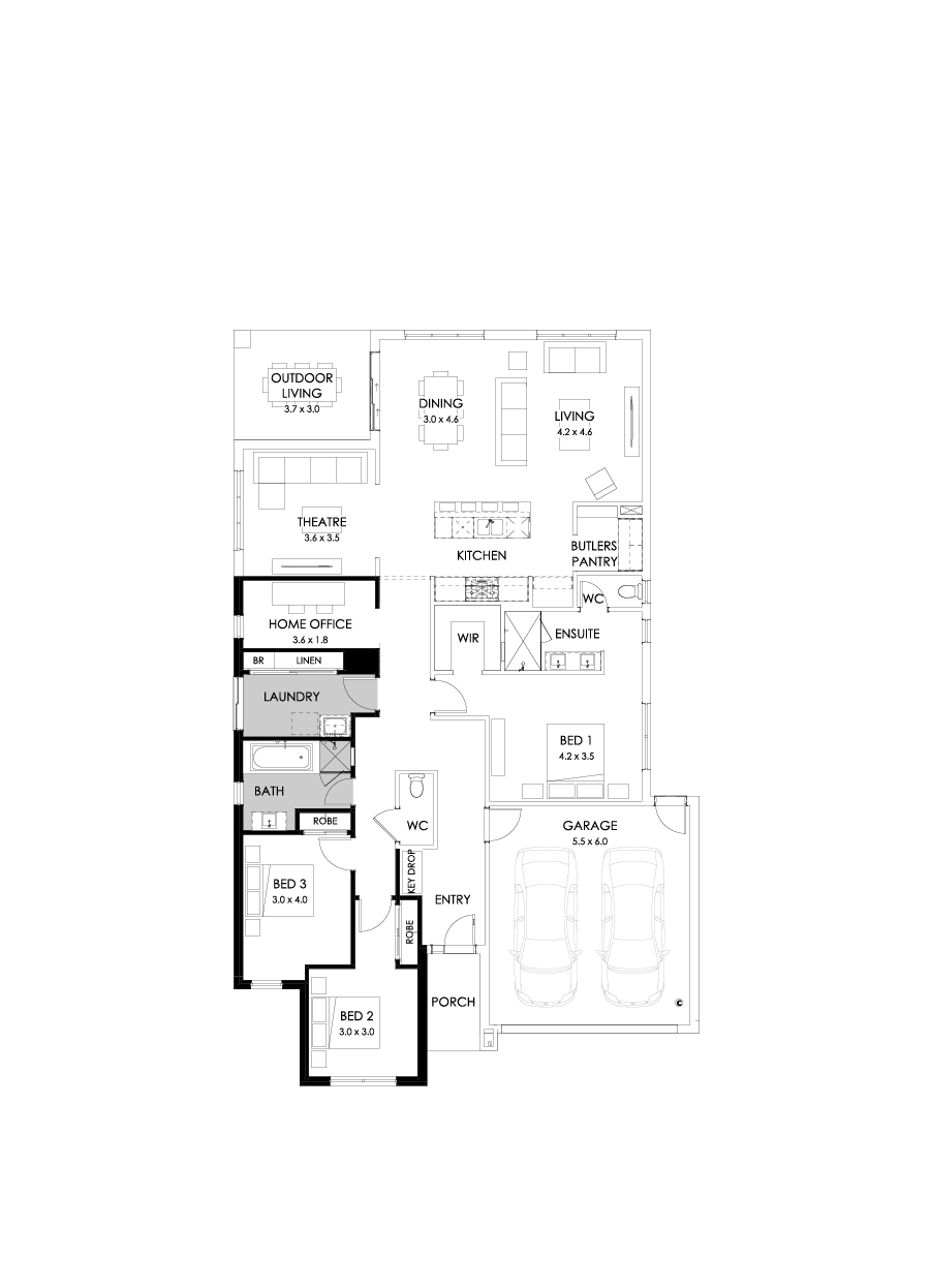 25  Floor Floorplan (3 bedrooms - Flipped)