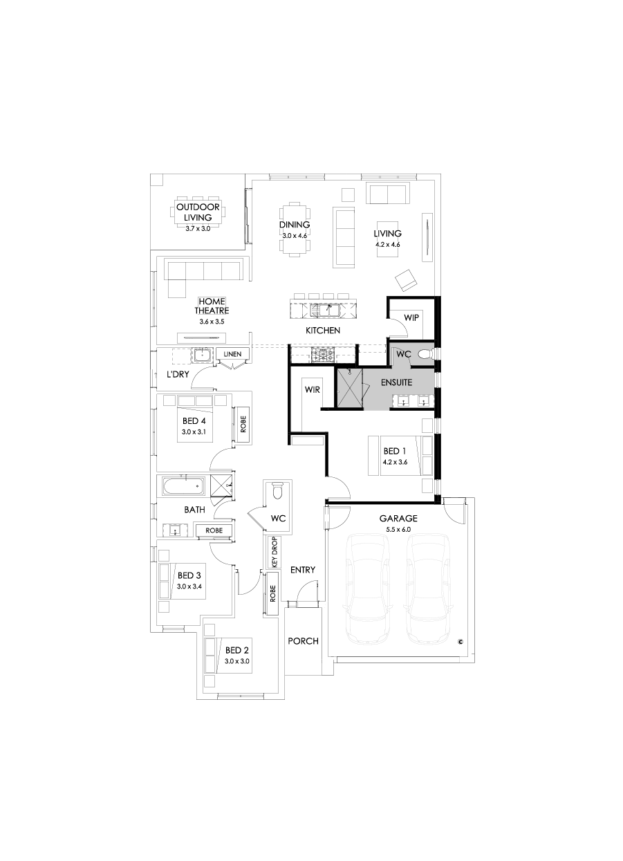 25  Floor Floorplan (Alternate bed 1 - Flipped)