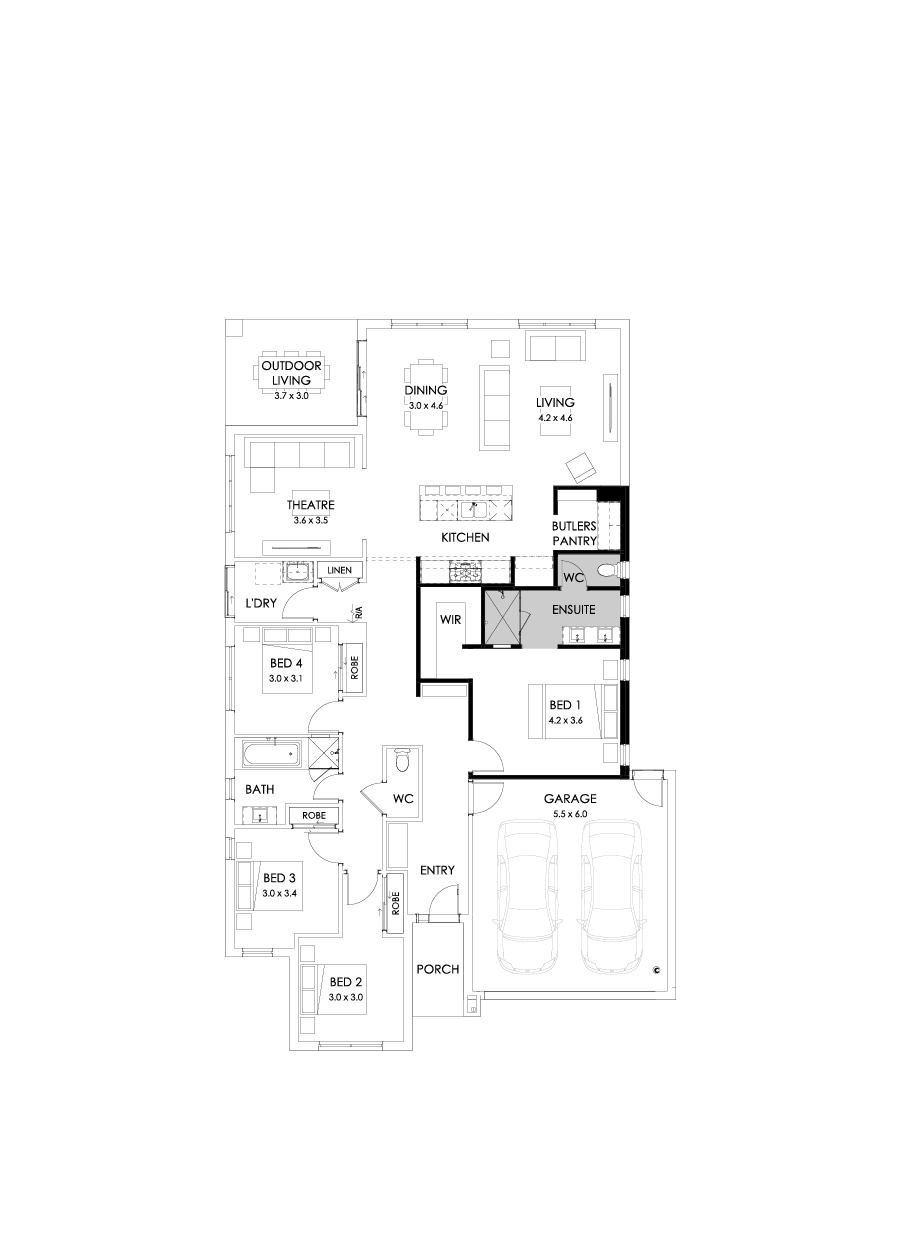 25  Floor Floorplan (Alternate bed 1 - Flipped)