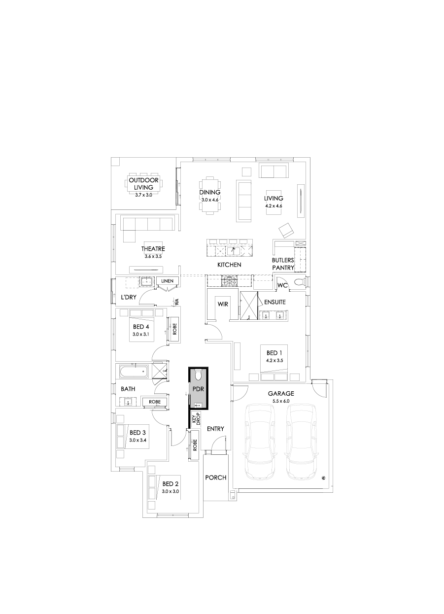 25  Floor Floorplan (Powder room - Flipped)