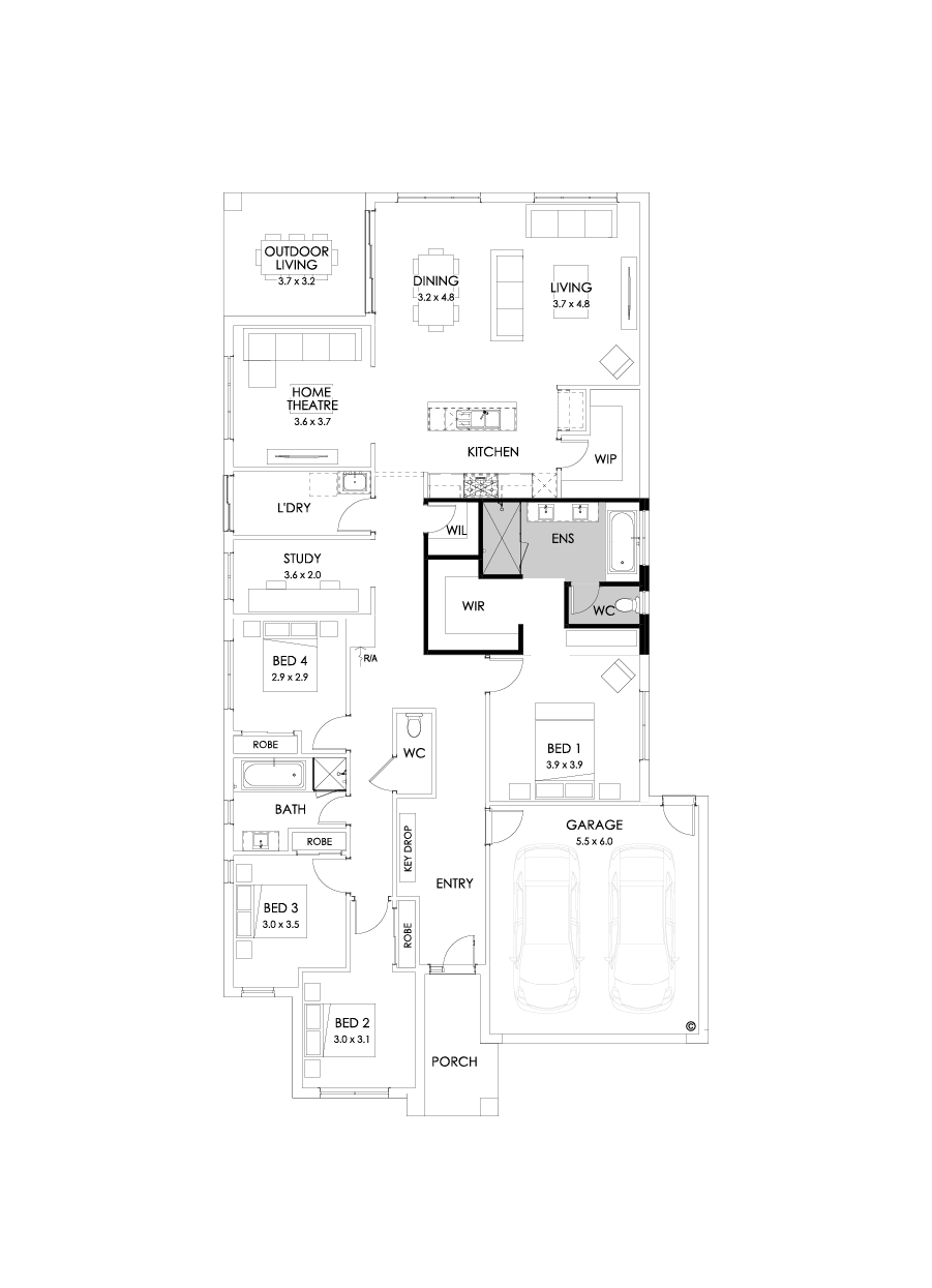 29  Floor Floorplan (Bath to ensuite - Flipped)