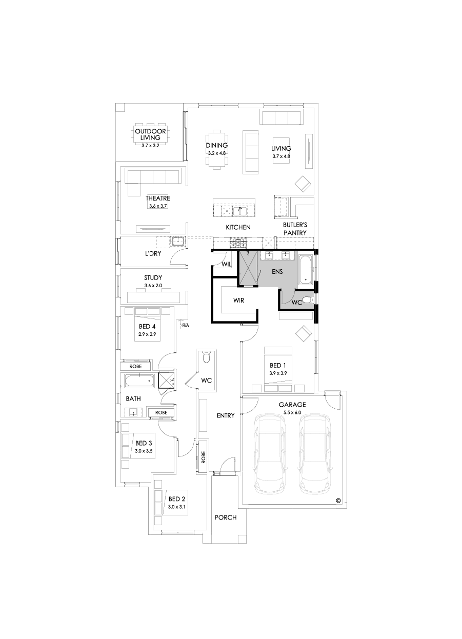 29  Floor Floorplan (Bath to ensuite - Flipped)
