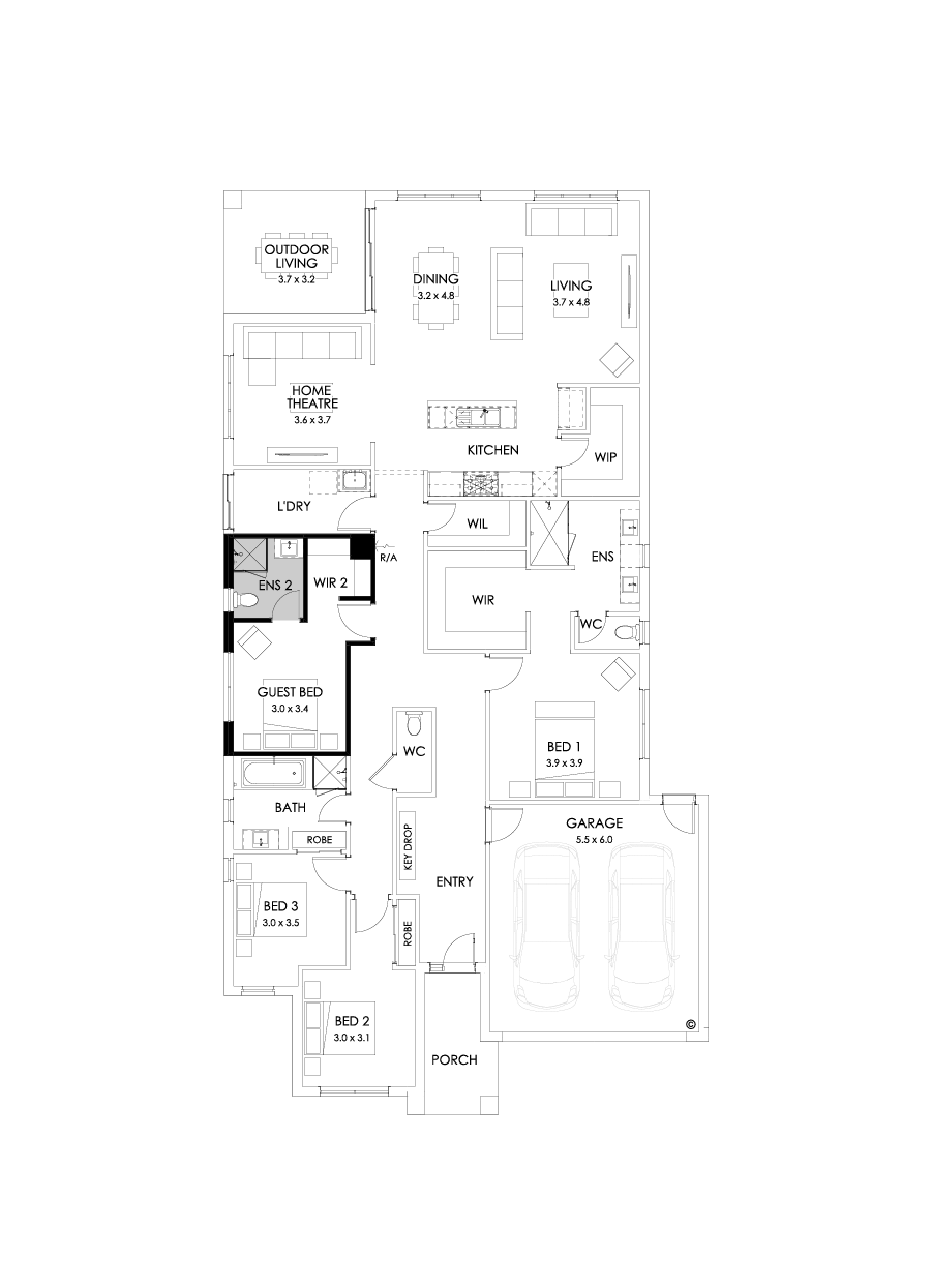 29  Floor Floorplan (Guest bedroom - Flipped)