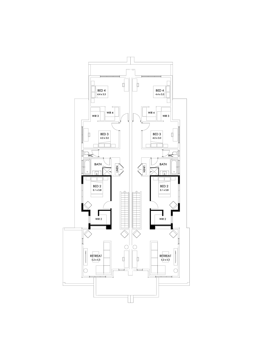 31 & 30 First Floor Floorplan (Retreat to front (first floor))