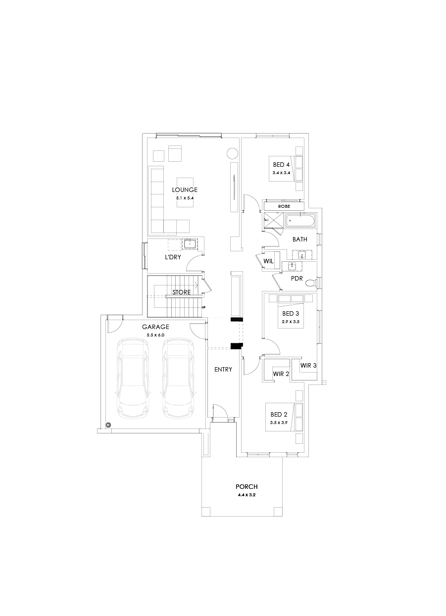 39 Ground Floor Floorplan (Alternate bed 1)