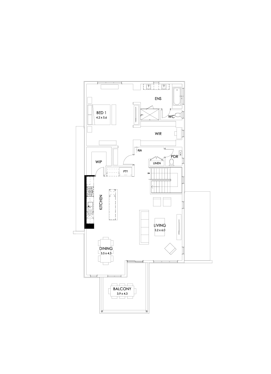 39 First Floor Floorplan (Alternate kitchen - Flipped)