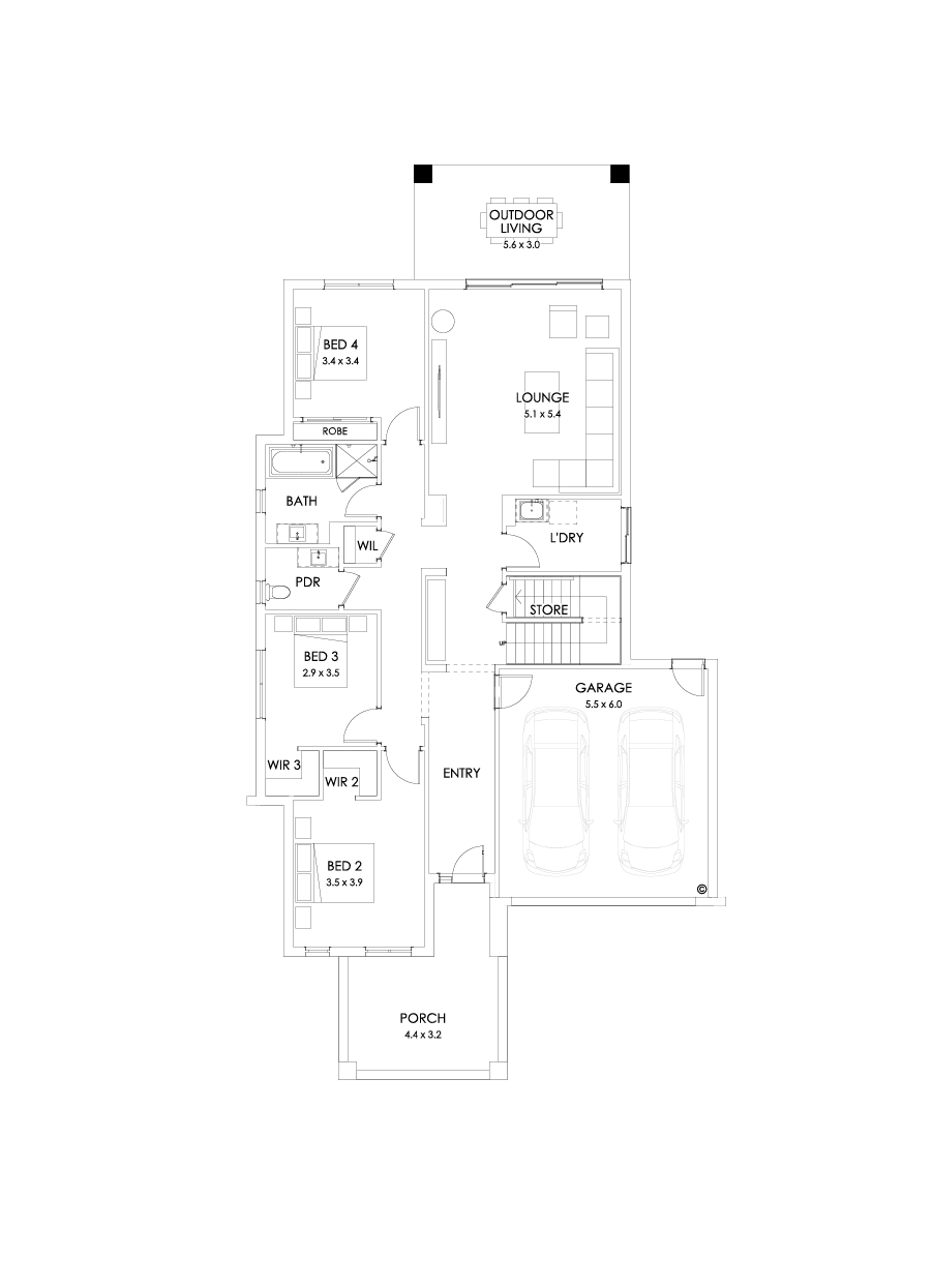 39 Ground Floor Floorplan (Outdoor living  - Flipped)