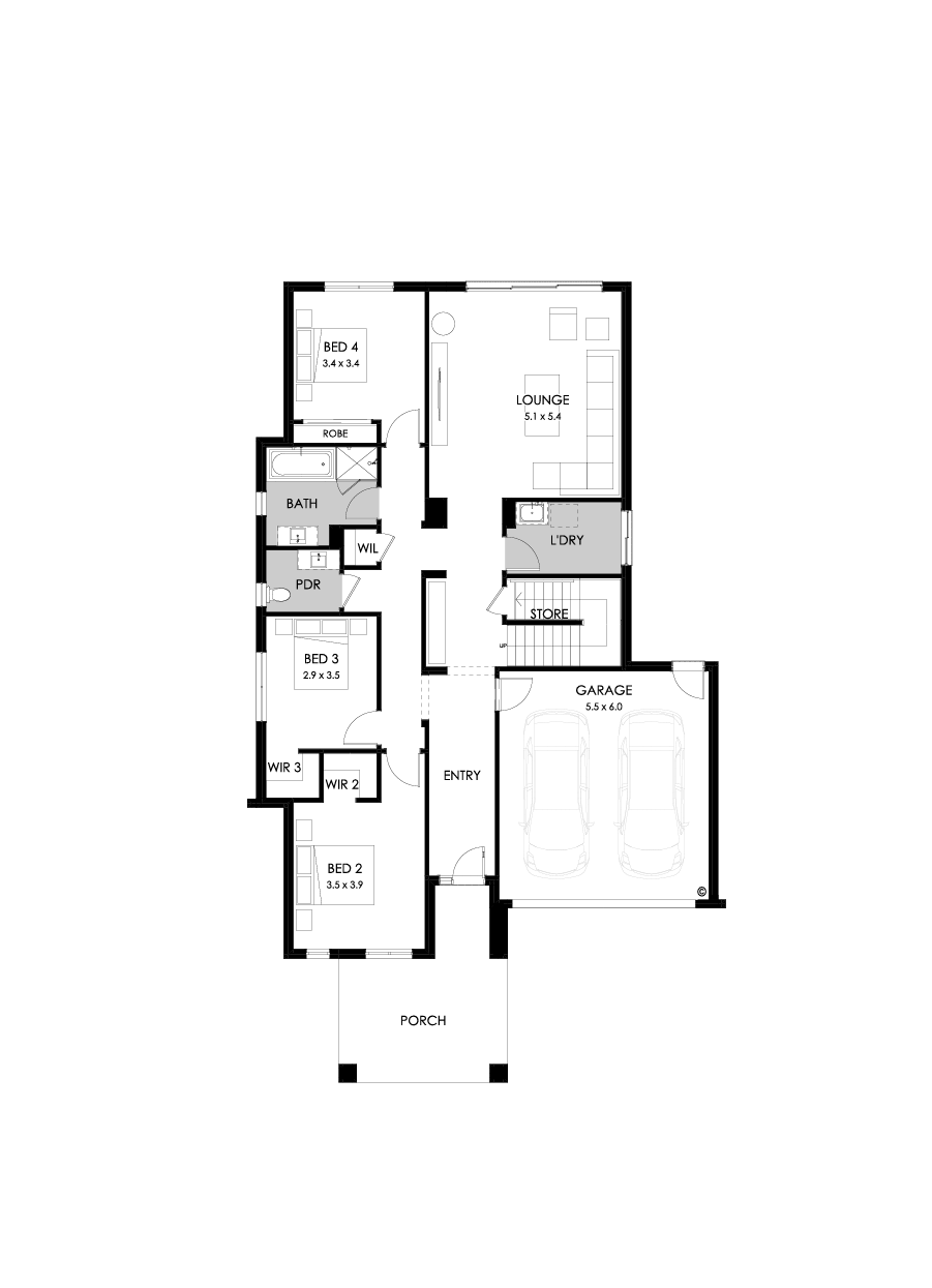 39 Ground Floor Floorplan (Standard  - Flipped)