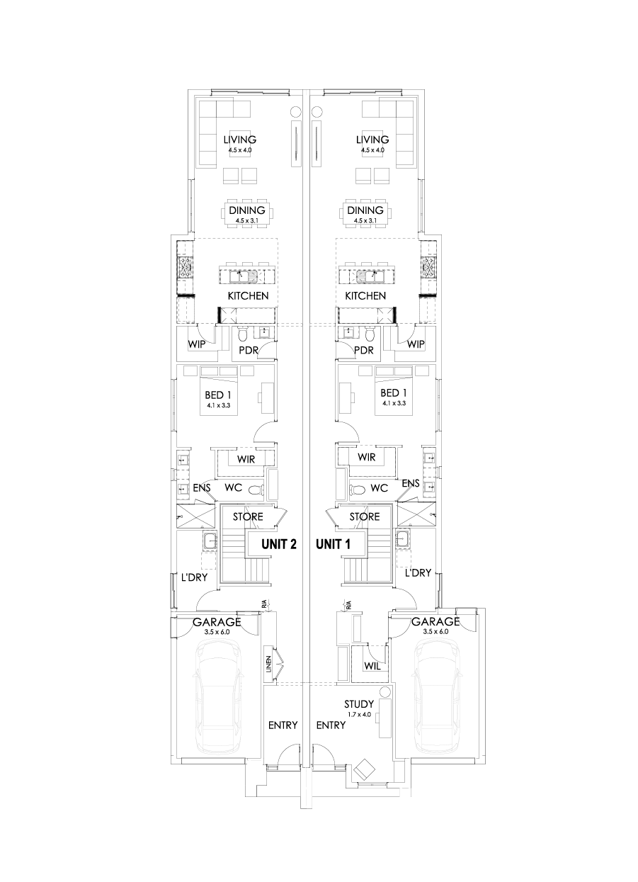 28 & 28 Ground Floor Floorplan (Alternative kitchen)