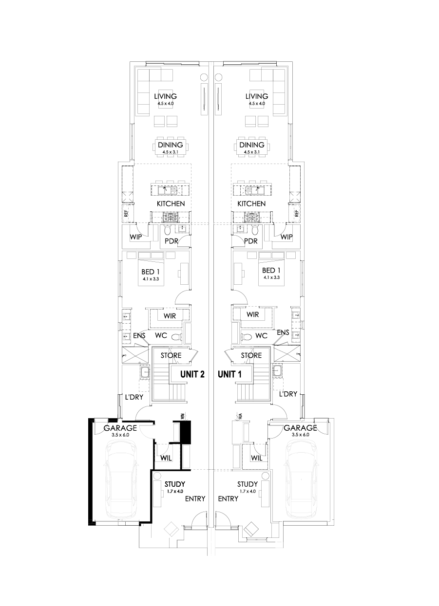 28 & 28 Ground Floor Floorplan (Study ILO ensuite)