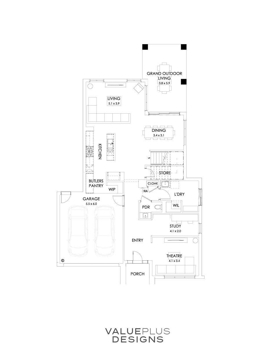 36 Ground Floor Floorplan (Grand outdoor living)