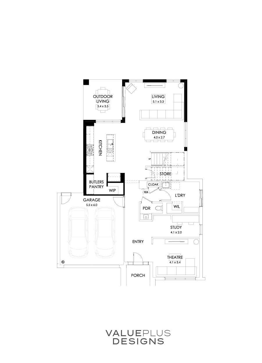 36 Ground Floor Floorplan (Rear flip)