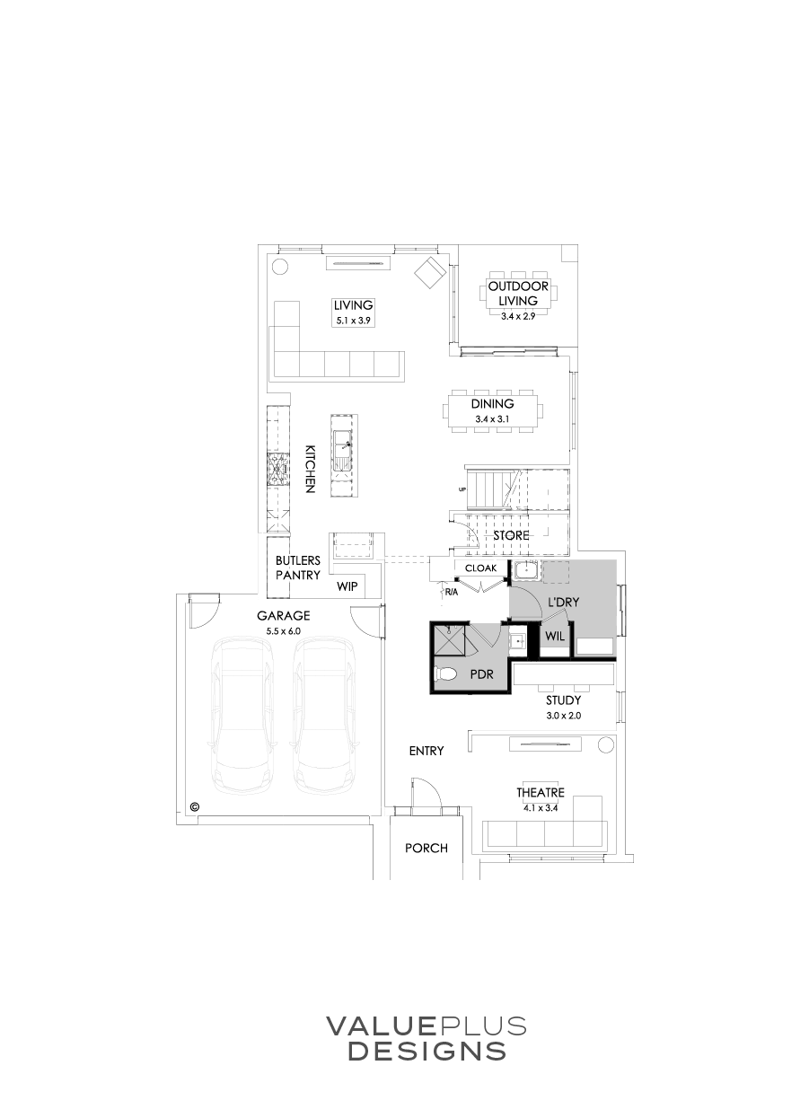 36 Ground Floor Floorplan (Shower to powder)