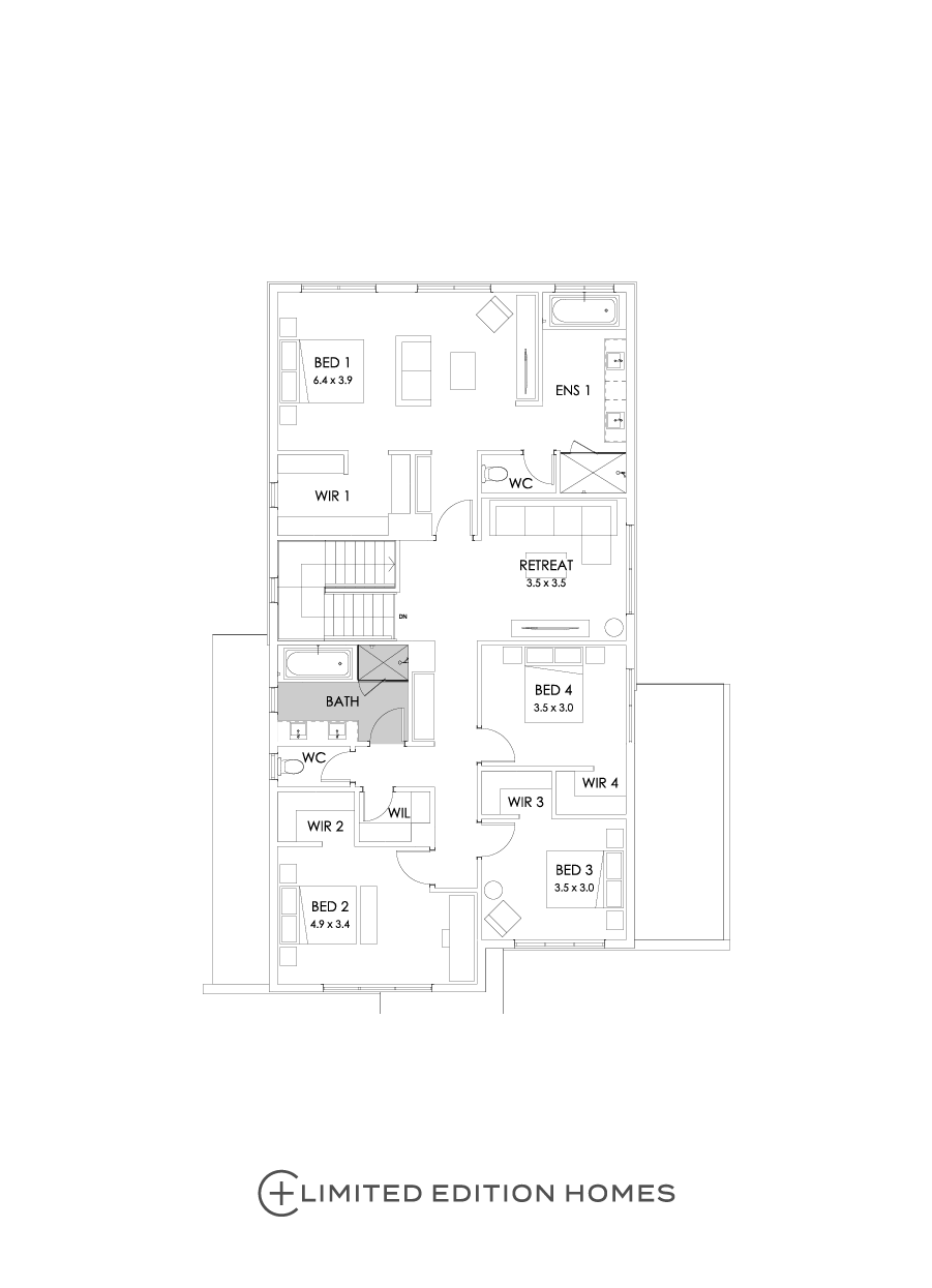 36 First Floor Floorplan (Bathroom upgrade - Flipped)