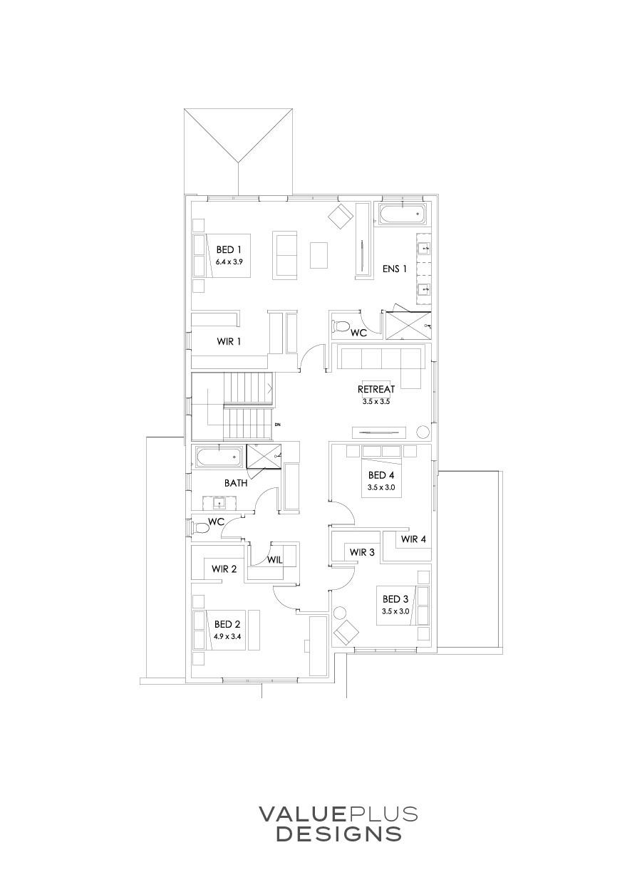 36 First Floor Floorplan (Grand outdoor living - Flipped)