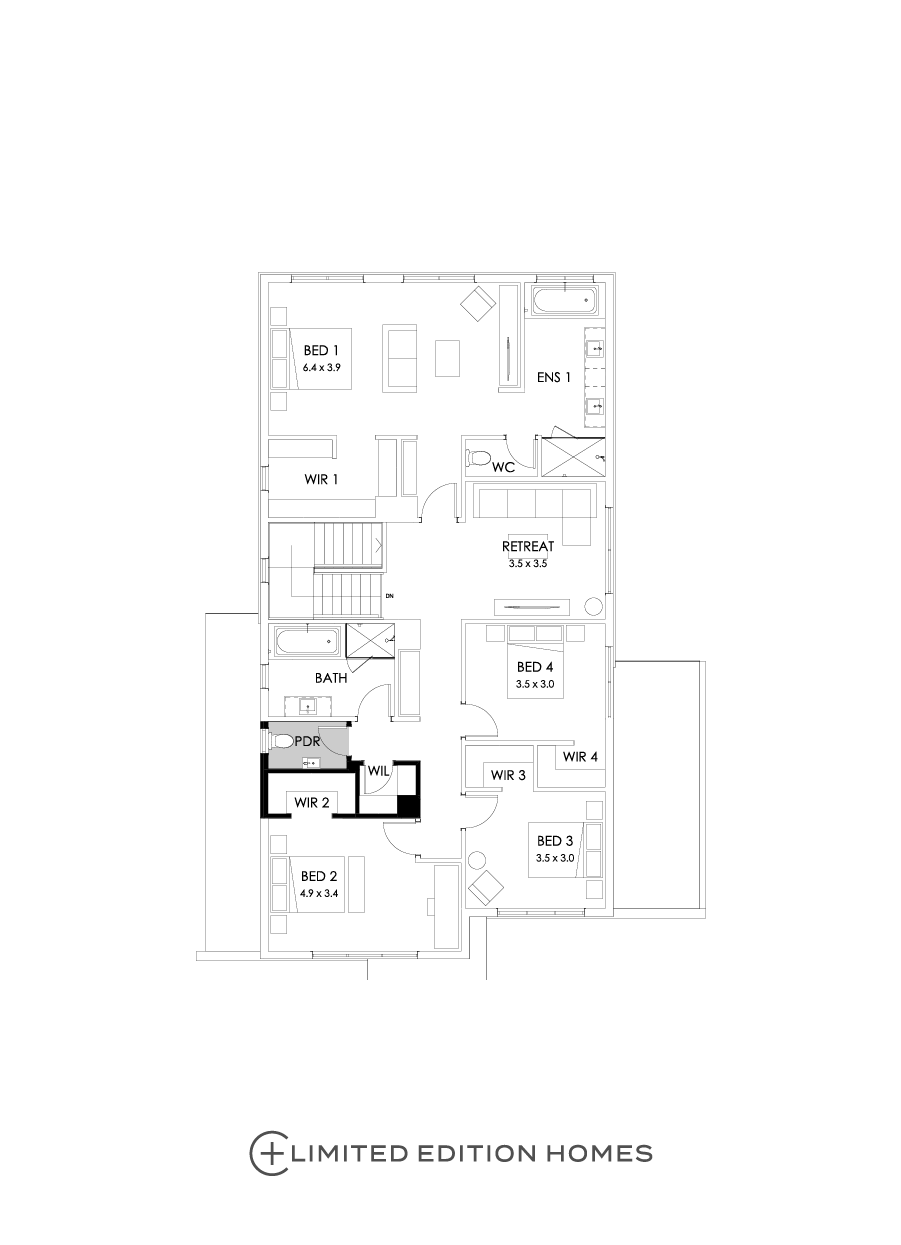 36 First Floor Floorplan (Powder room - Flipped)