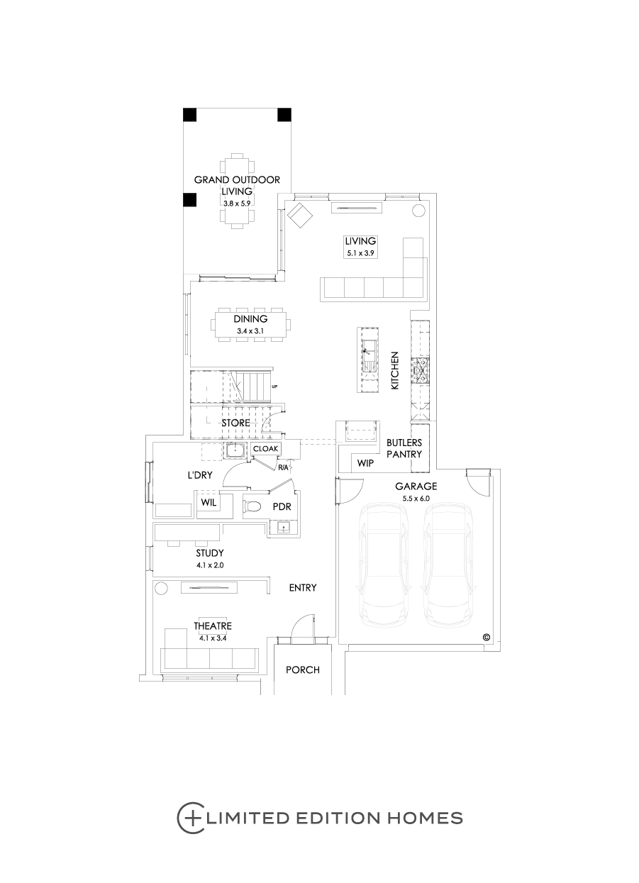 36 Ground Floor Floorplan (Grand outdoor living - Flipped)