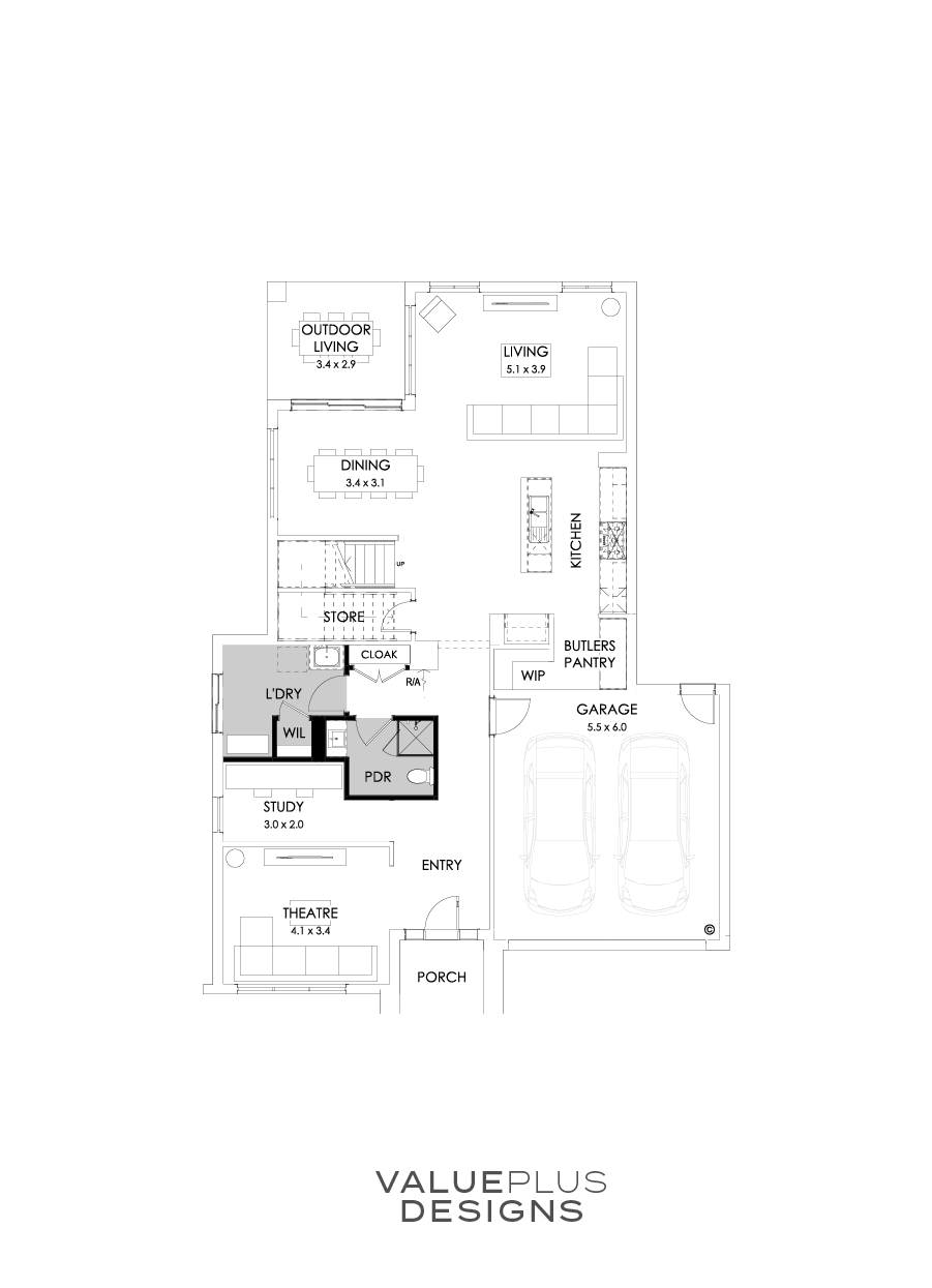 36 Ground Floor Floorplan (Shower to powder - Flipped)