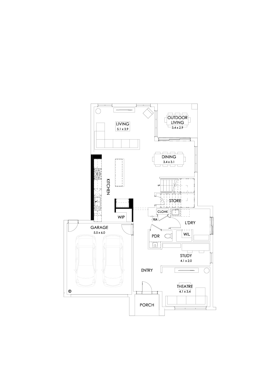 36 Ground Floor Floorplan (Alternate kitchen)