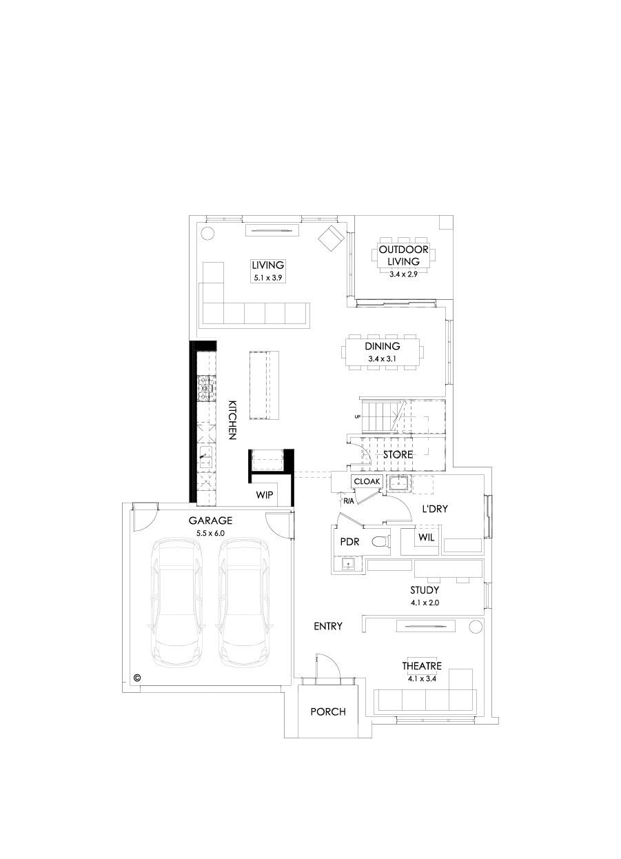 36 Ground Floor Floorplan (Alternate kitchen)