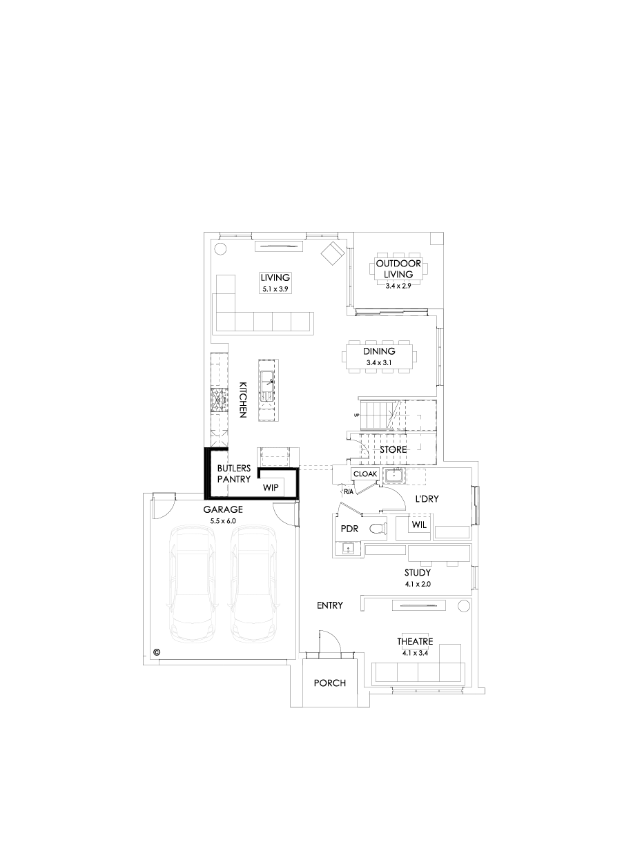 36 Ground Floor Floorplan (Butler's pantry - Included)