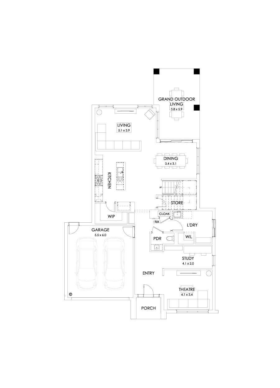 36 Ground Floor Floorplan (Grand outdoor living)