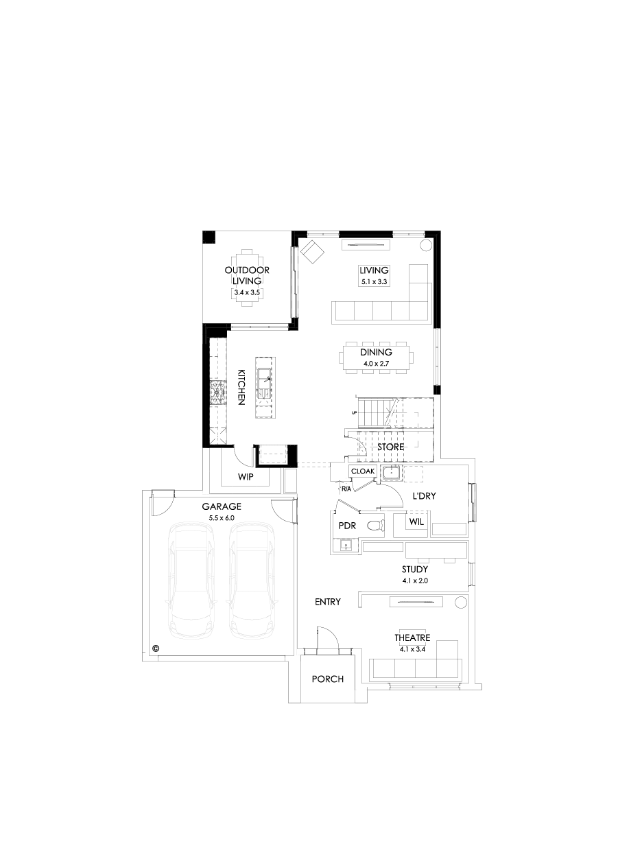 36 Ground Floor Floorplan (Rear flip)