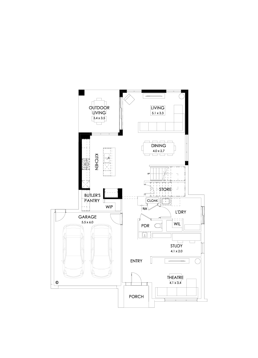 36 Ground Floor Floorplan (Rear flip)