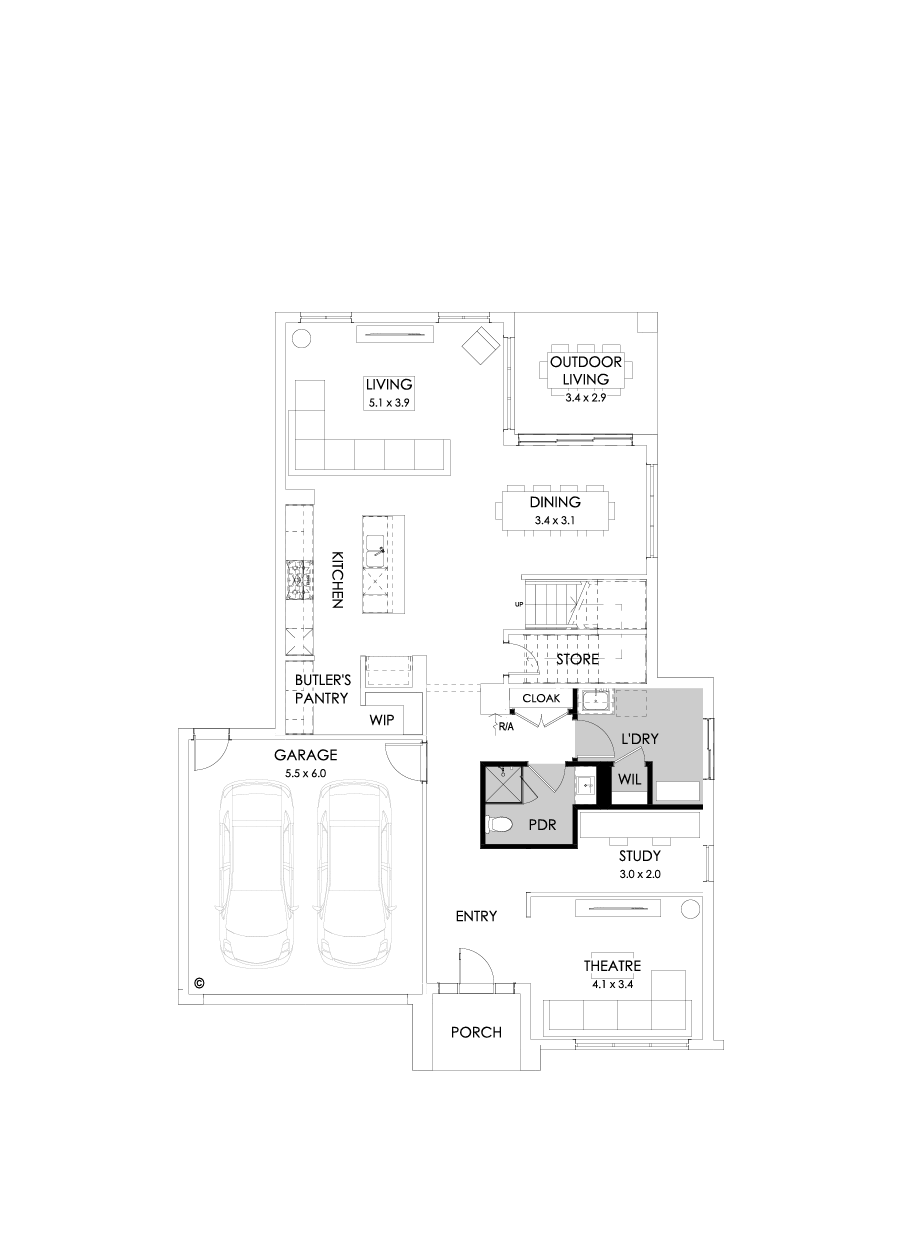 36 Ground Floor Floorplan (Shower to powder)
