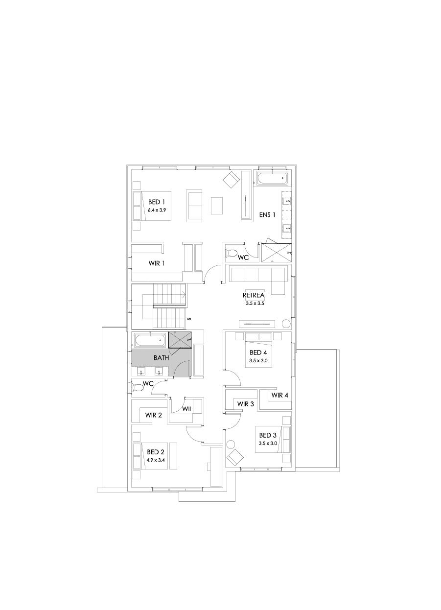 36 First Floor Floorplan (Bathroom upgrade - Flipped)
