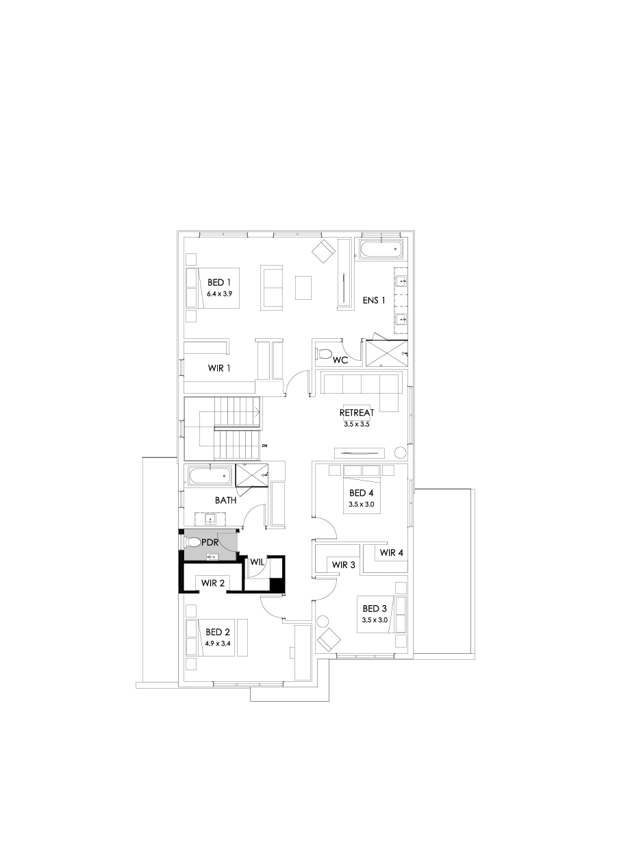 36 First Floor Floorplan (Powder room - Flipped)