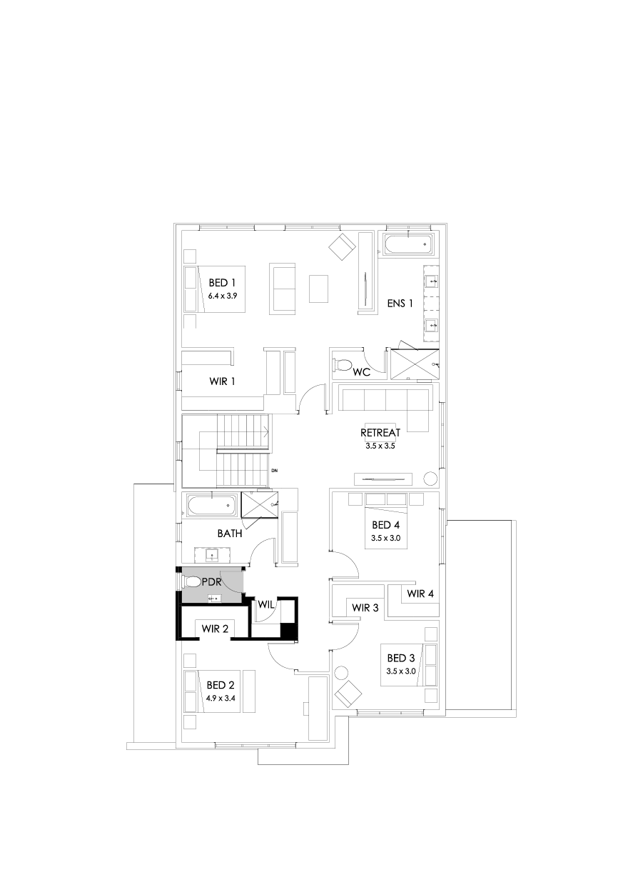36 First Floor Floorplan (Powder room - Flipped)