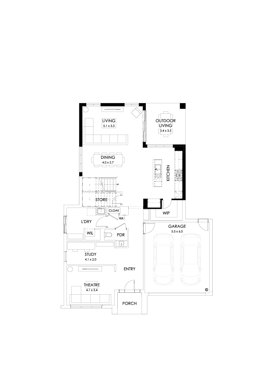 36 Ground Floor Floorplan (Rear flip - Flipped)