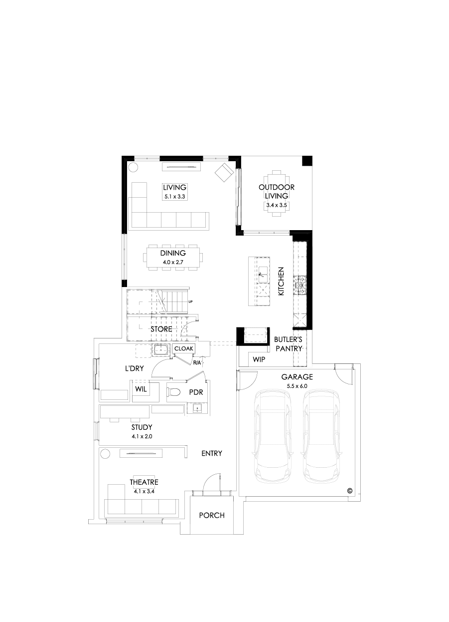 36 Ground Floor Floorplan (Rear flip - Flipped)