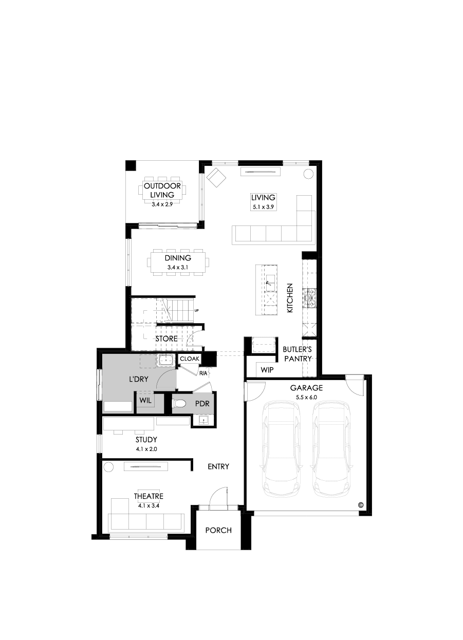 36 Ground Floor Floorplan (Standard - Flipped)