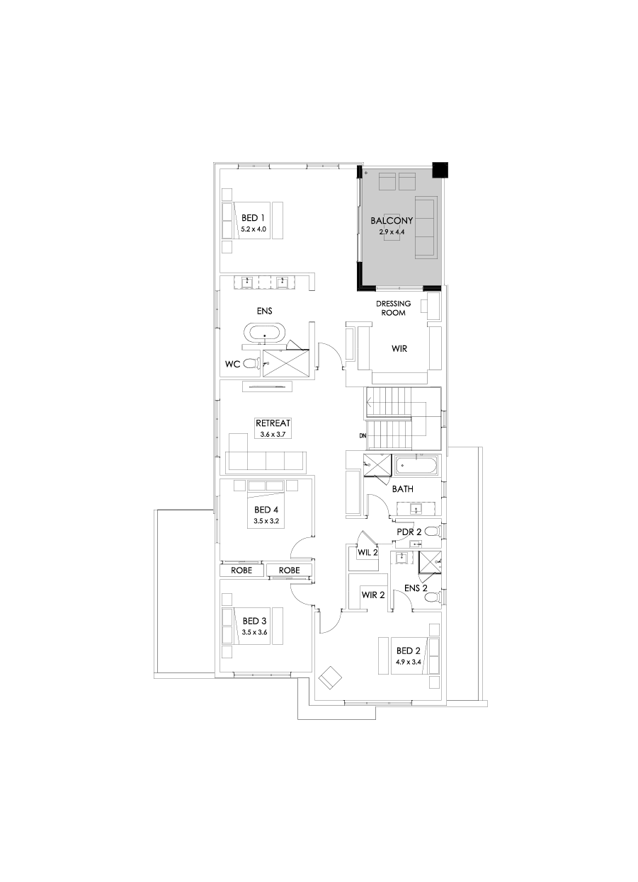 41 First Floor Floorplan (Rear balcony)