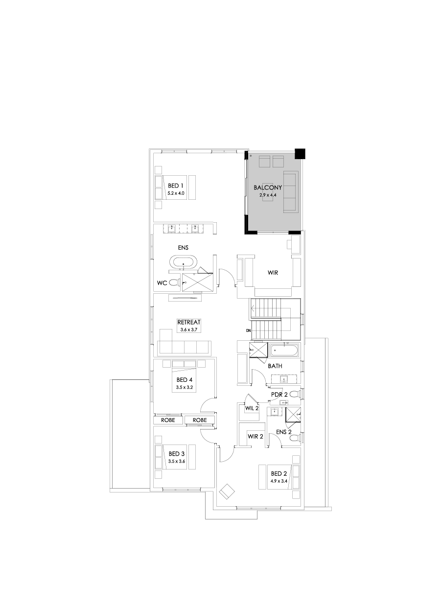 41 First Floor Floorplan (Rear balcony)