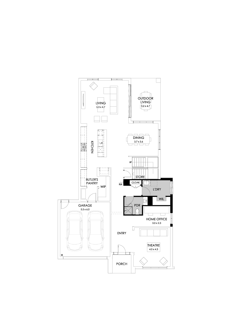 41 Ground Floor Floorplan (Shower to powder)