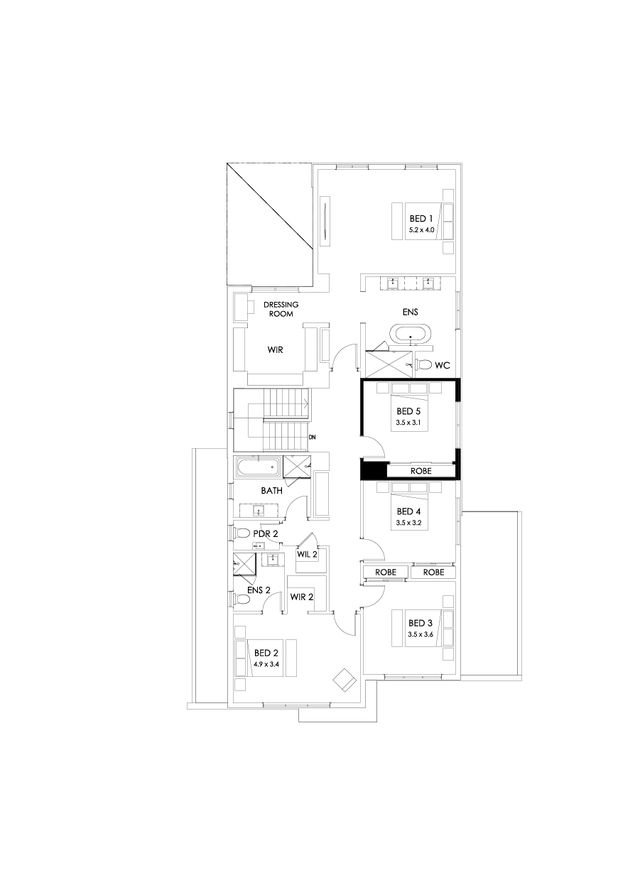 41 First Floor Floorplan (5th bedroom - Flipped)