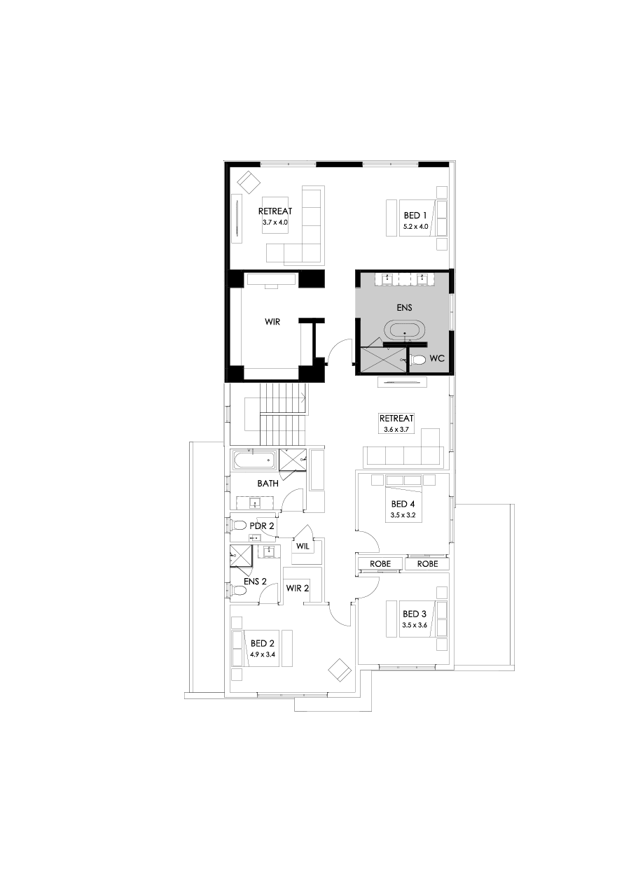 41 First Floor Floorplan (Alternate bed 1 - Flipped)