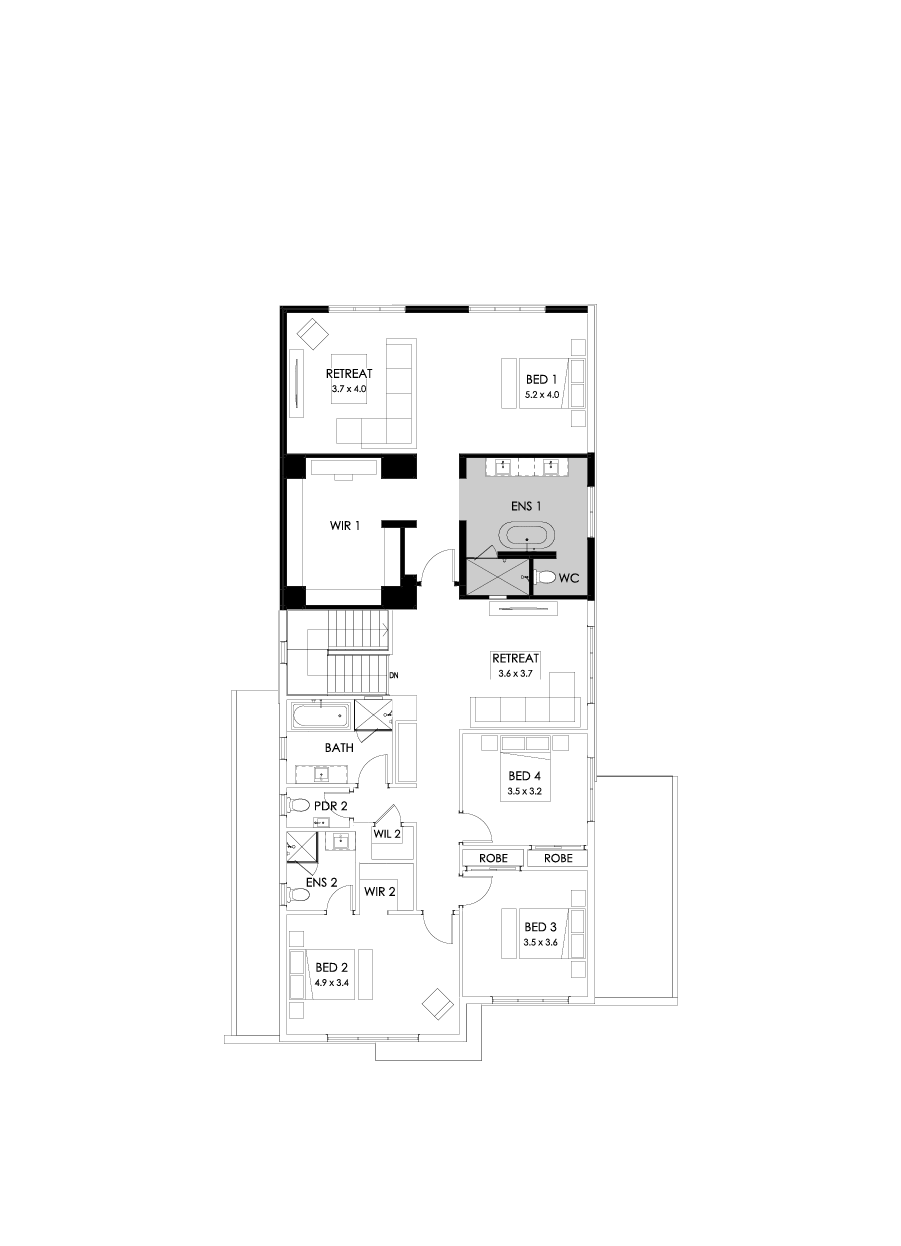 41 First Floor Floorplan (Alternate bed 1 - Flipped)