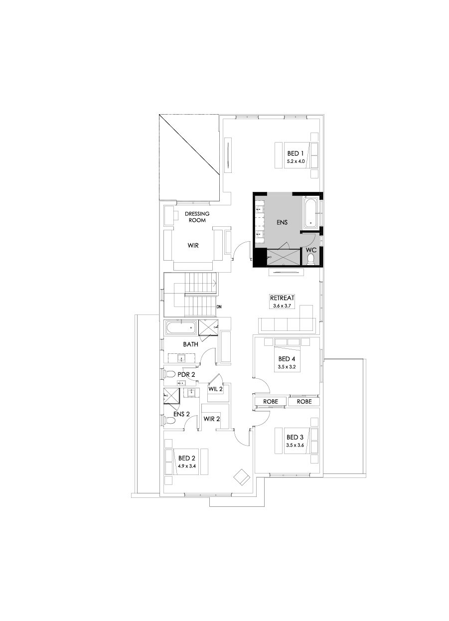 41 First Floor Floorplan (Alternate ensuite - Flipped)