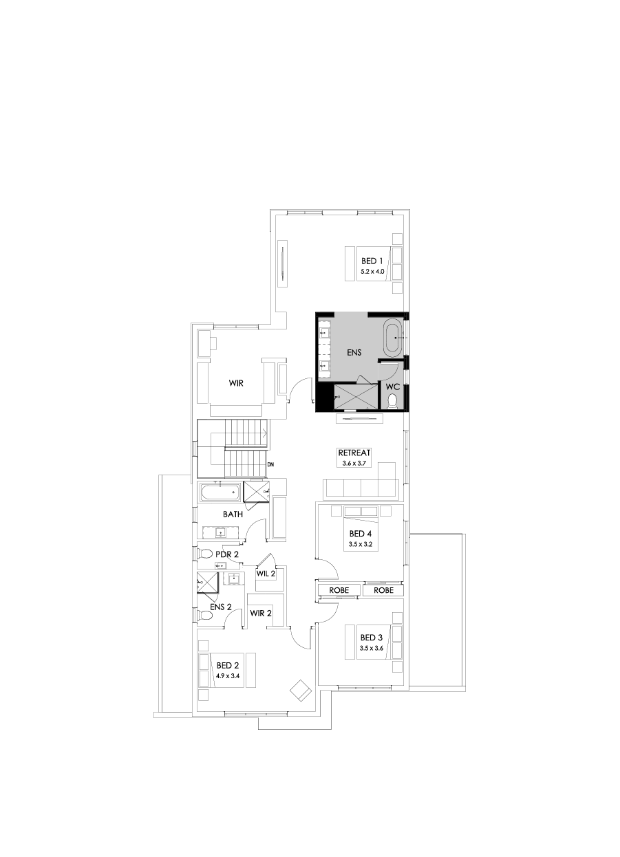 41 First Floor Floorplan (Alternate ensuite - Flipped)